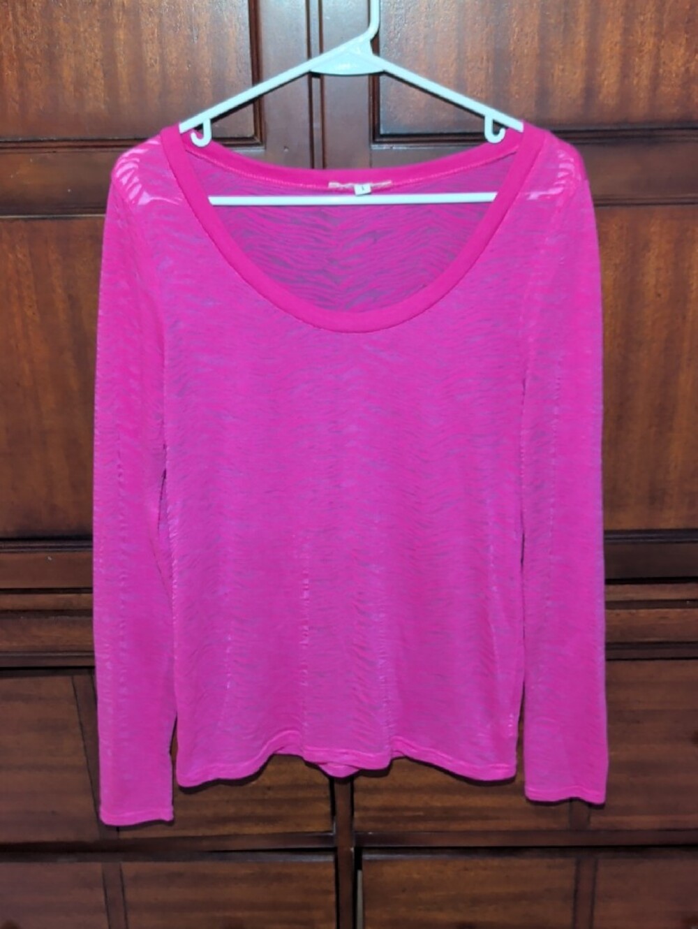Energie Bright Pink Scoop Neck Long Sleeve Tee